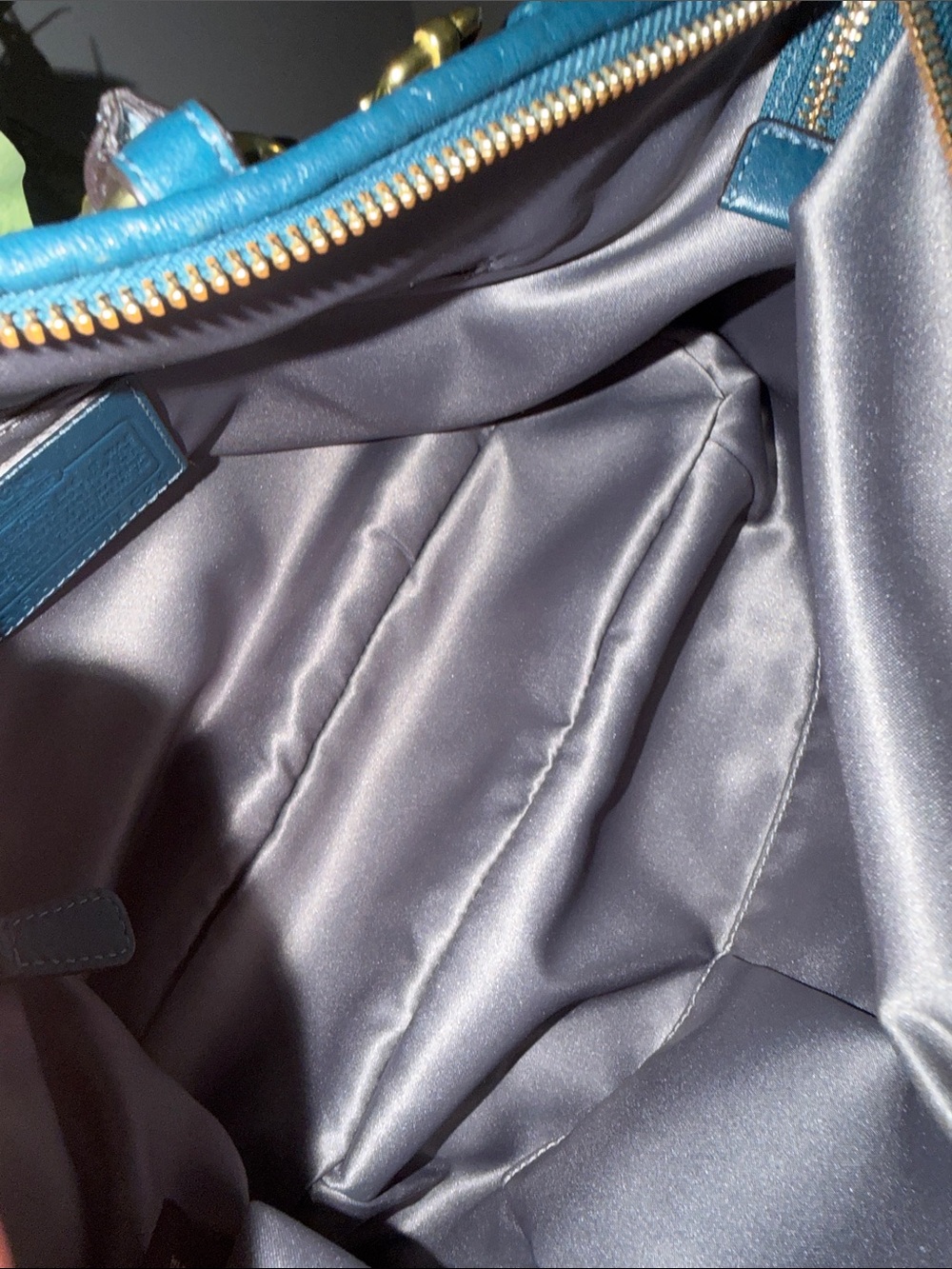 Coach Teal Pleated Leather Satchel with Gold Accents!!๐ฅ๐ฅ๐ฅ๐ฅ๐ฅ๐ฅ - Picture 4 of 9